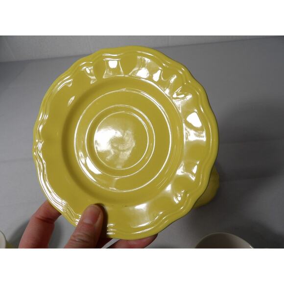Vintage Federalist Ironstone Buttercup Tea Cup Saucers 4239 Set of 3 READ - Picture 12 of 16